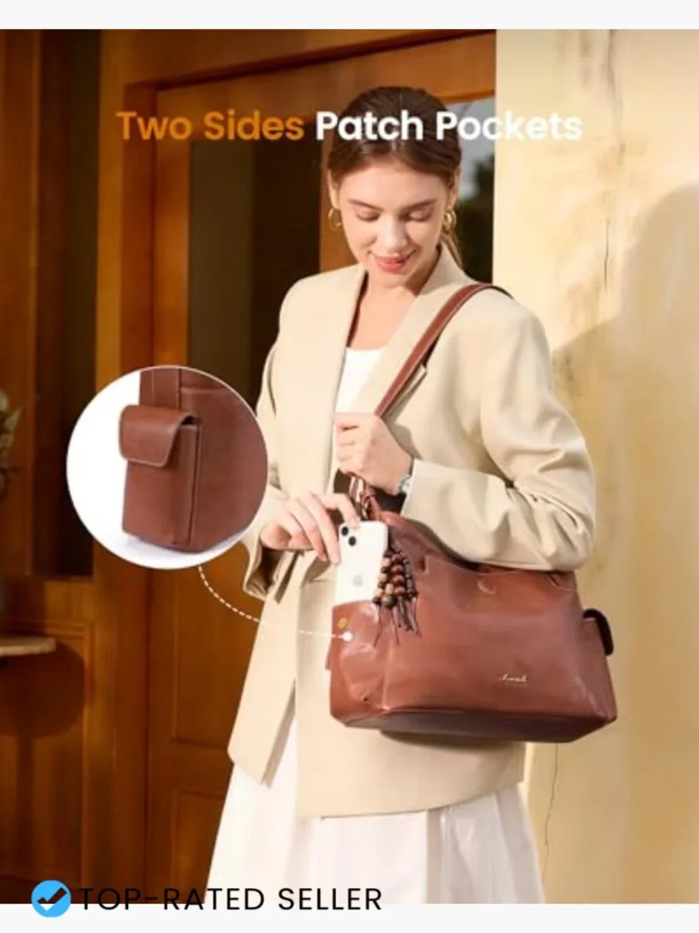 Hobo Handbag Soft Faux Leather Crossbody Shoulder Bag with Tassel Charm